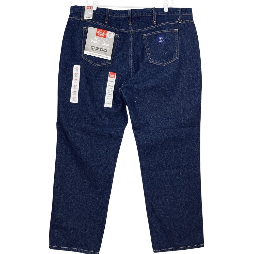 RURAL KING Men's Work Denim Jeans 48X30 Regular Fit Over Boots Cotton Blue NWT